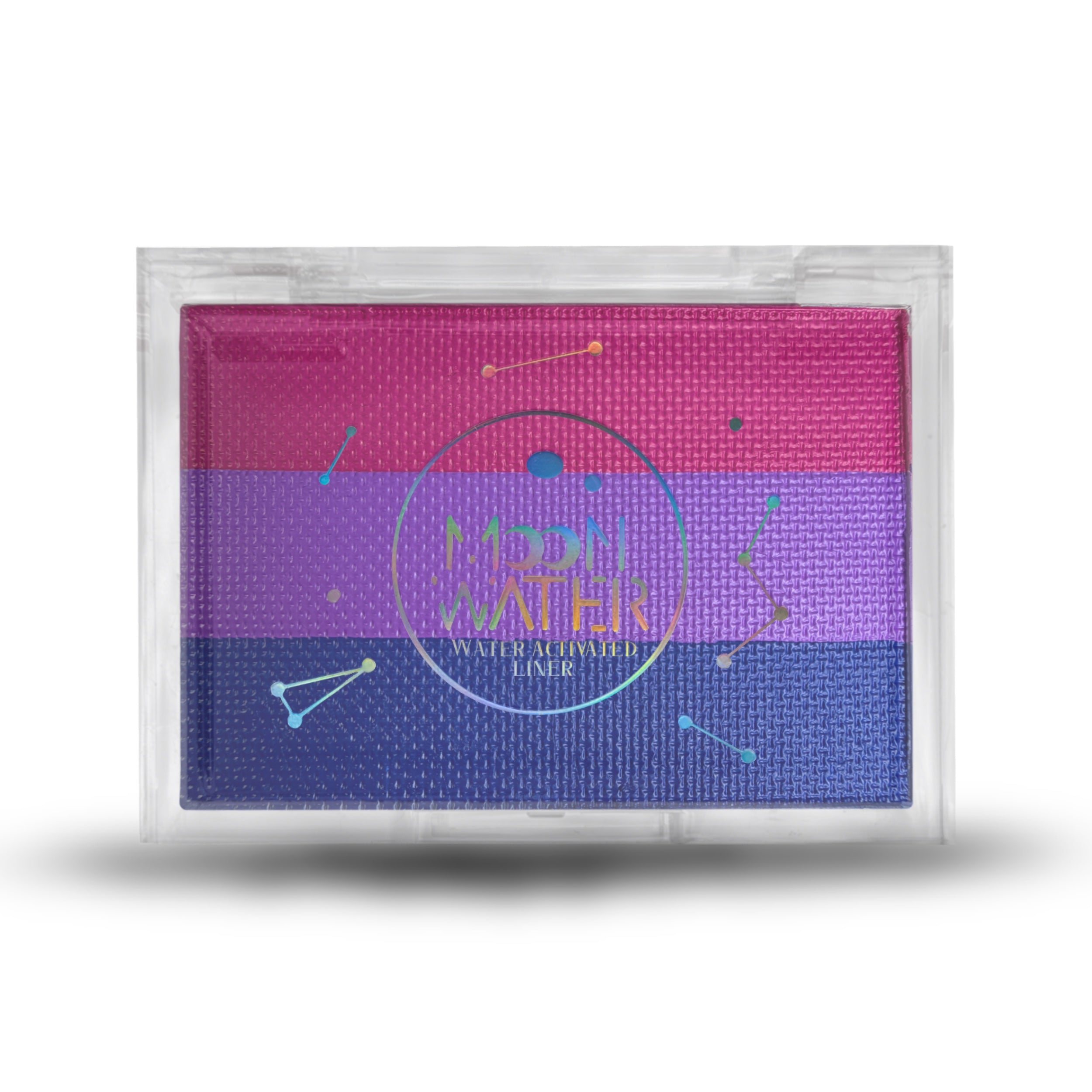 RECTANGLE CONTAINER WATER ACTIVATED MOON WATER EYELINER AND FACE PAINT BY HOLOGRAVE COSMETICS IN THE PINK/PURPLE/BLUE PAN #SHADES_BI-LINER