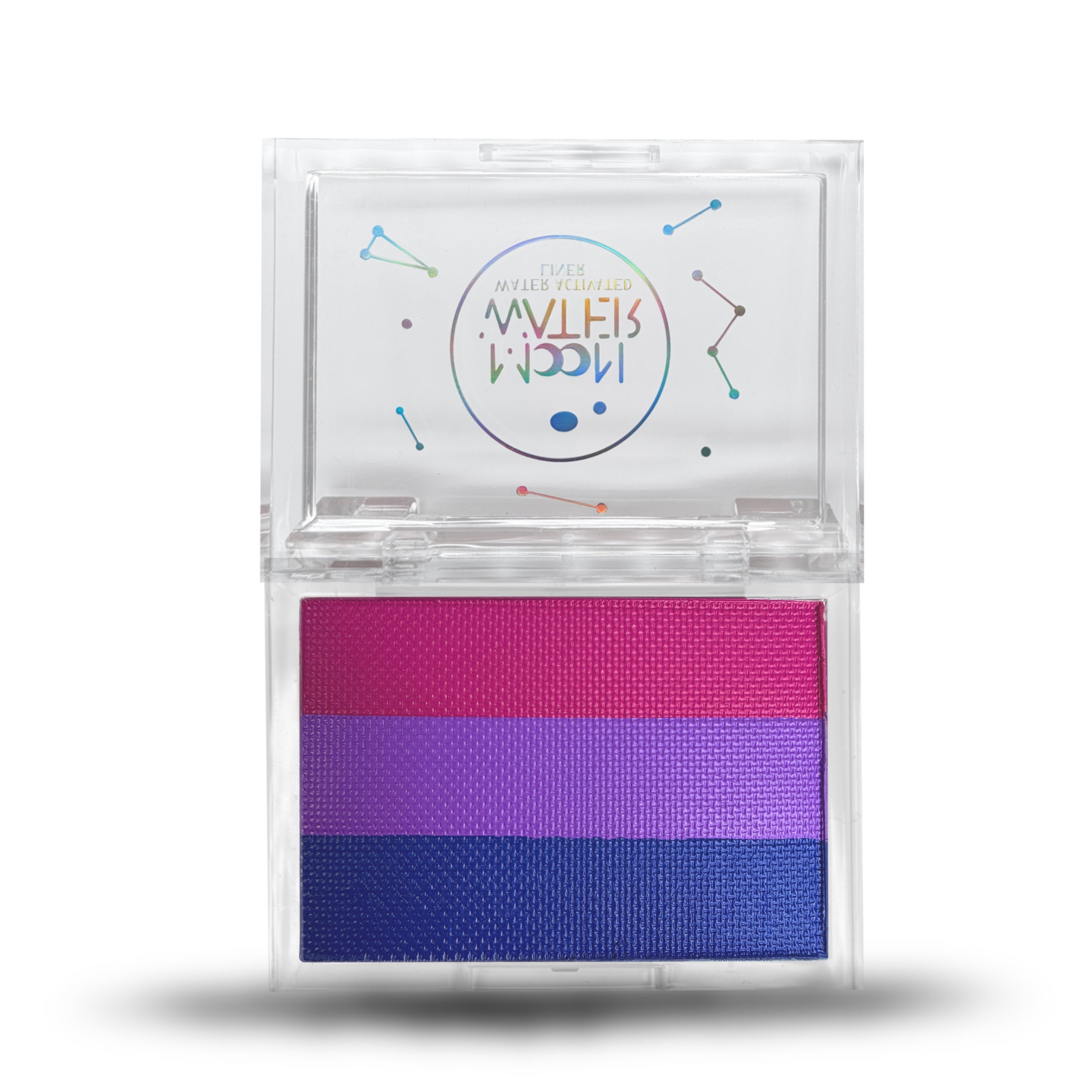 RECTANGLE CONTAINER WATER ACTIVATED MOON WATER EYELINER AND FACE PAINT BY HOLOGRAVE COSMETICS IN THE PINK/PURPLE/BLUE PAN #SHADES_BI-LINER