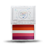 RECTANGLE CONTAINER WATER ACTIVATED MOON WATER EYELINER AND FACE PAINT BY HOLOGRAVE COSMETICS IN THE RED/ORANGE/WHITE/PINK/MAGENTA PAN #SHADES_CEMETERY SUNSET