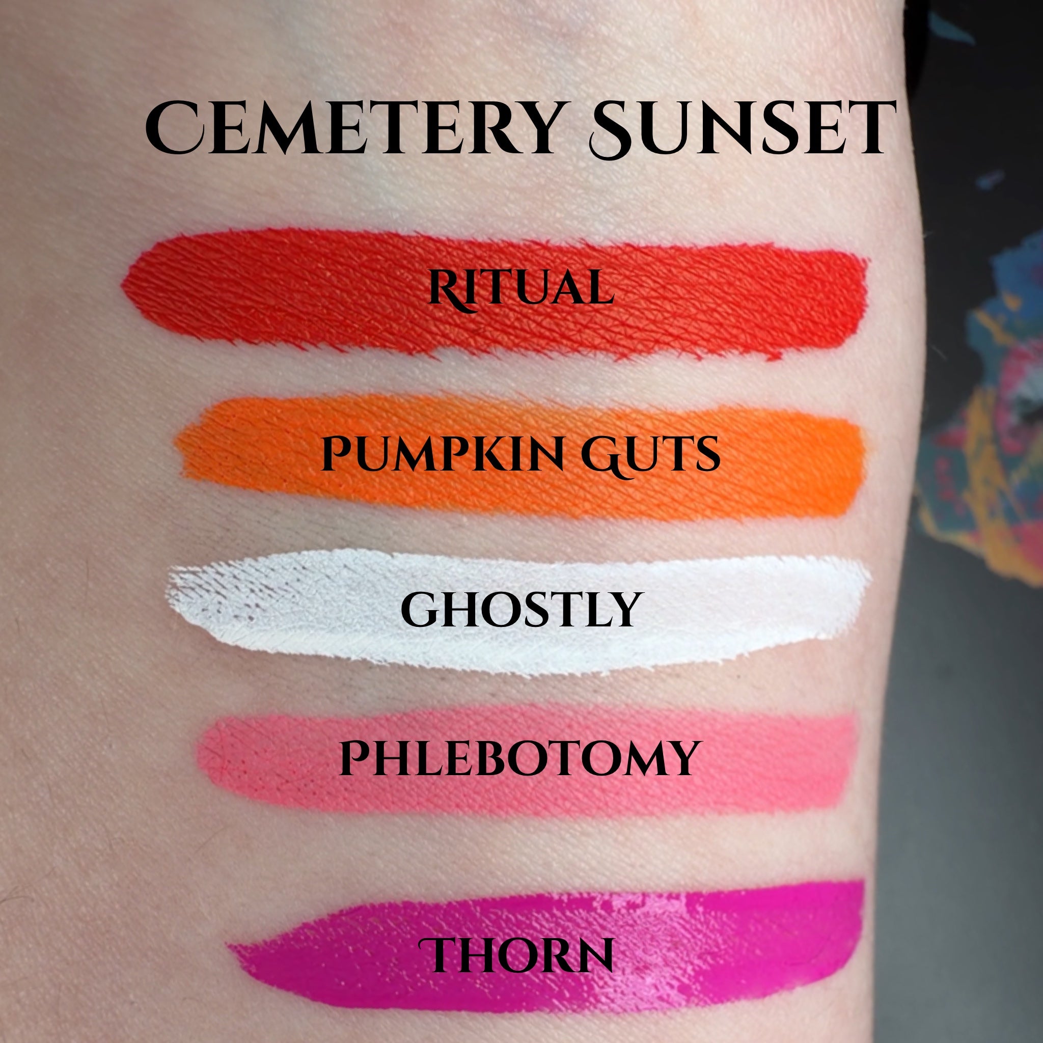FAIR SKIN TONE ARM SWATCH WITH MOON WATER PRIDE LINER SWATCHES #shades_CEMETERY SUNSET