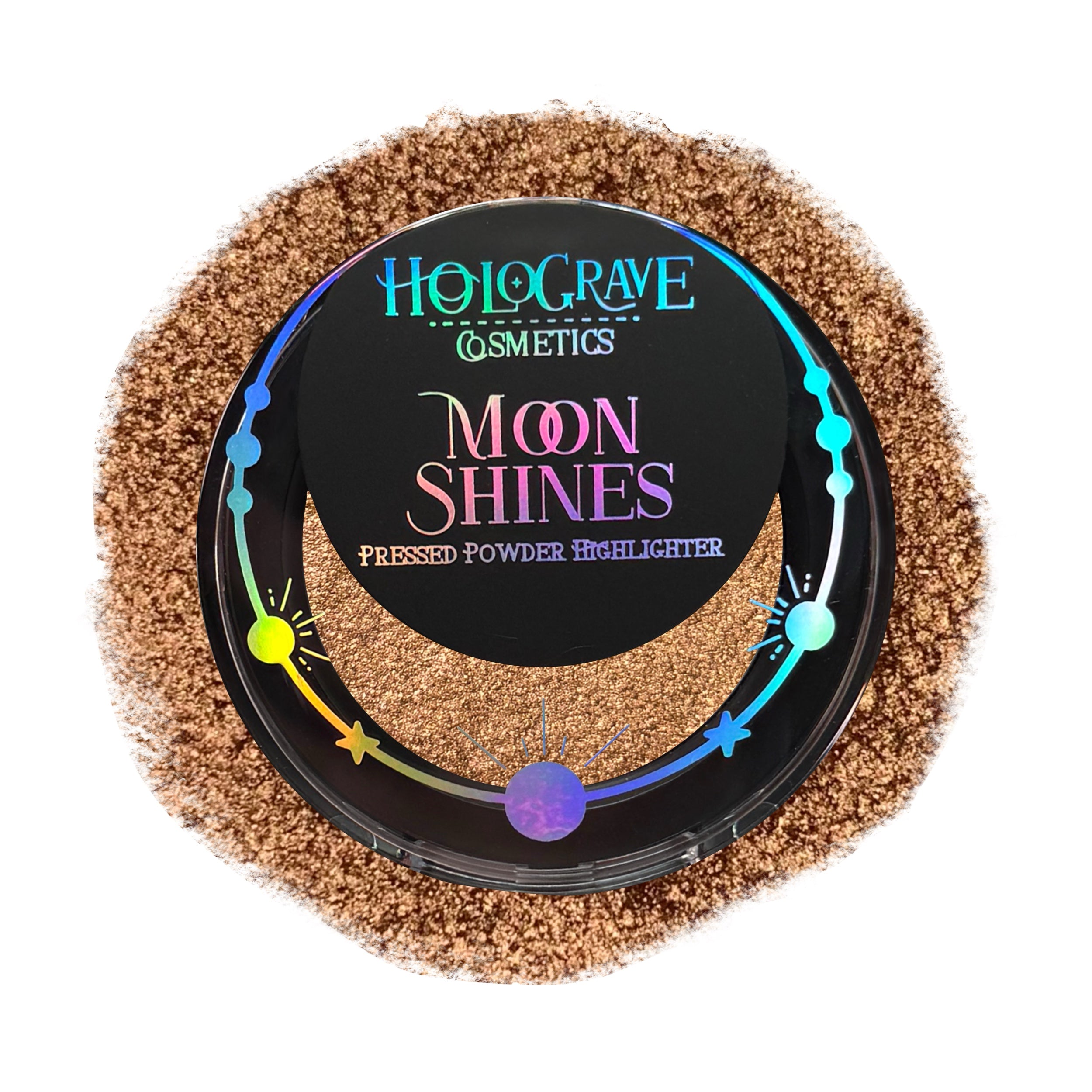 Holograve Cosmetics MoonShines pressed powder highlighter in the shade Eclipse. vegan, cruelty-free, talc-free, shimmer highlighter
#SHADES_ECLIPSE