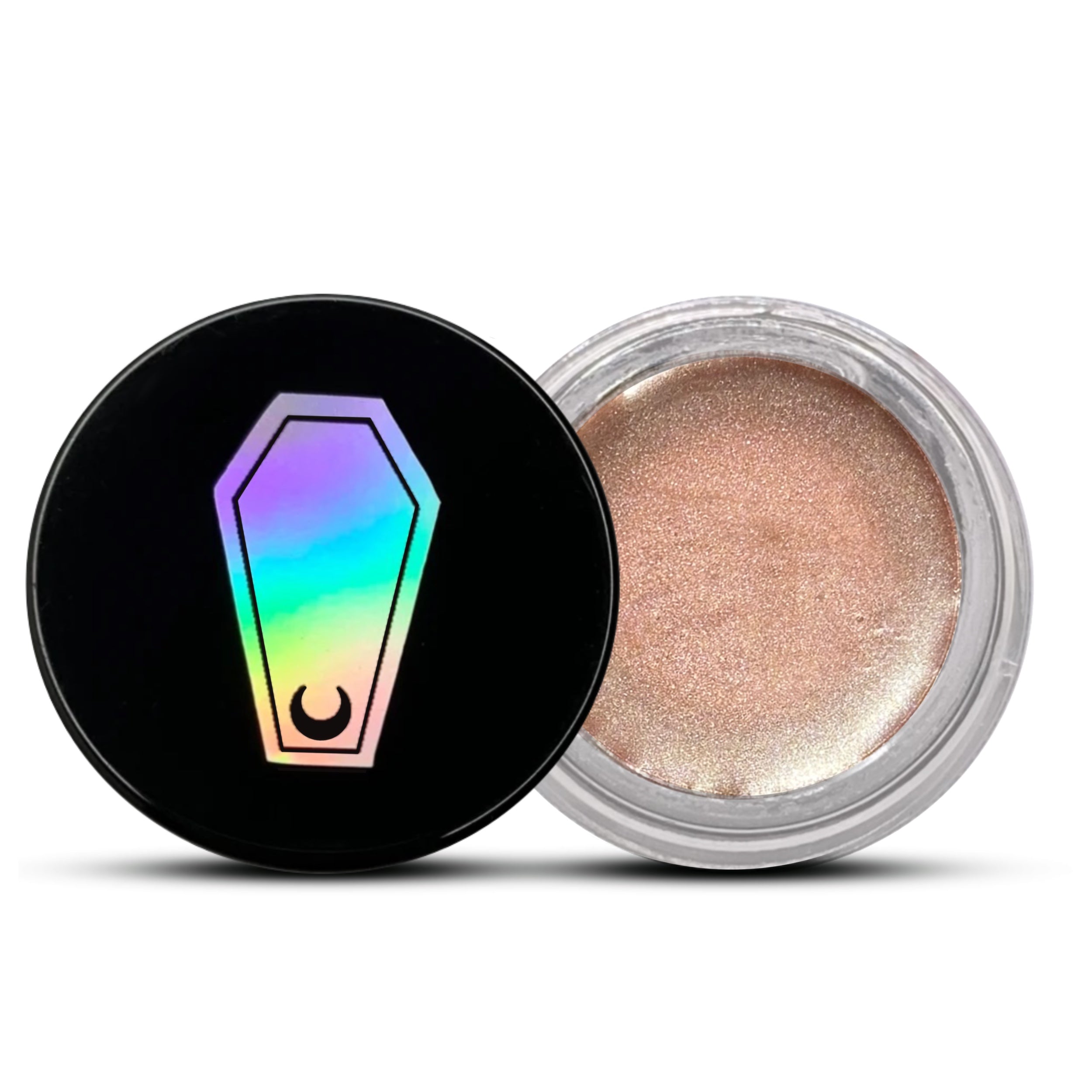 GLASS CIRCLE JAR WATER PROOF FUNERAL PROOF EYELINER/BROW POMADE BY HOLOGRAVE COSMETICS IN THE PALE METALLIC SHIMMERY ROSE GOLD SHADE ELYSIAN #shades_elysian (metallic shimmer)