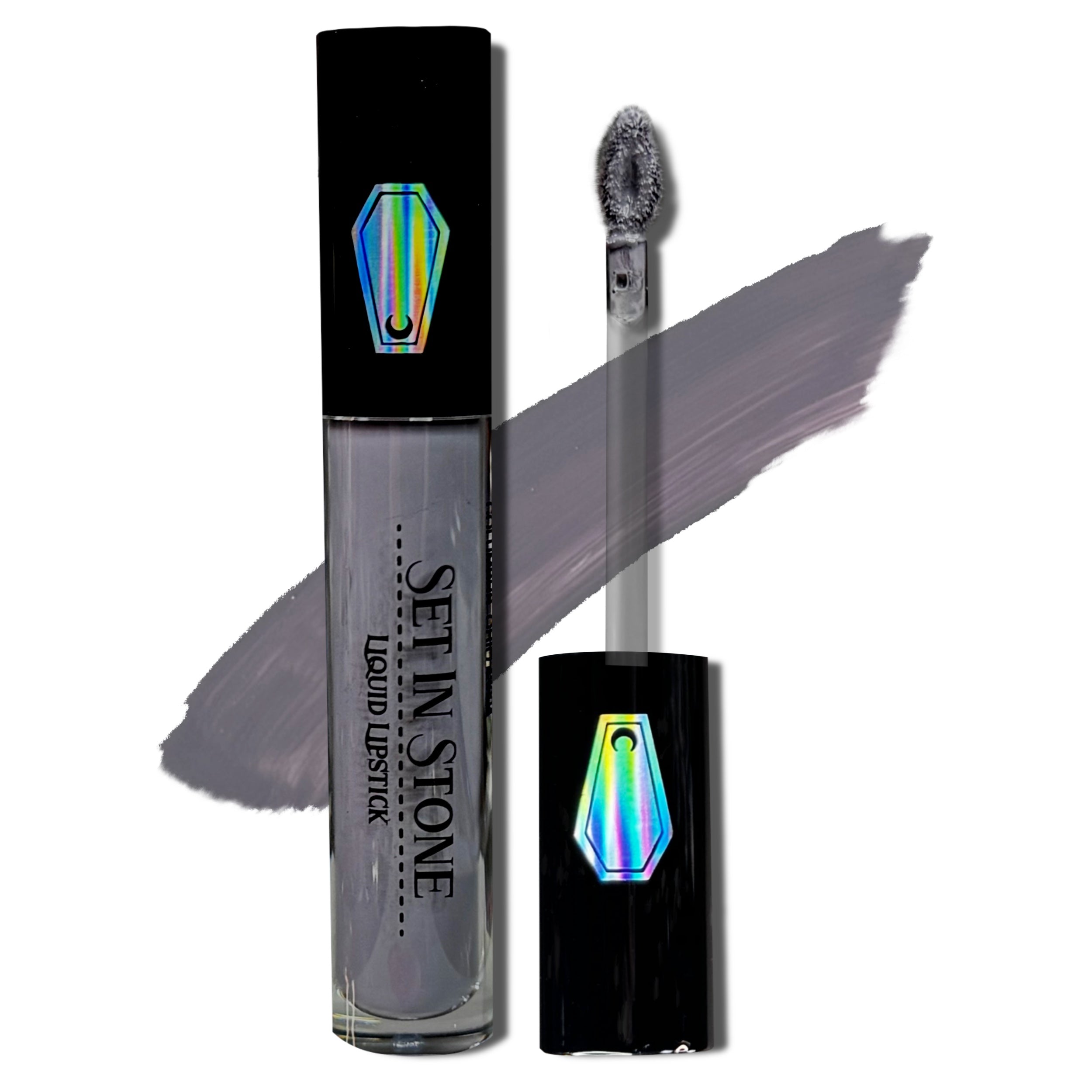 SET IN STONE LIQUID LIPSTICK TUBE NEXT TO PRODUCT WAND #SHADES_GRIMOIRE