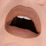 HOLLOWED COSMETICS LIP MUD CLOSE UP SHOT OF SHADE HB 345 A RUST NUDE