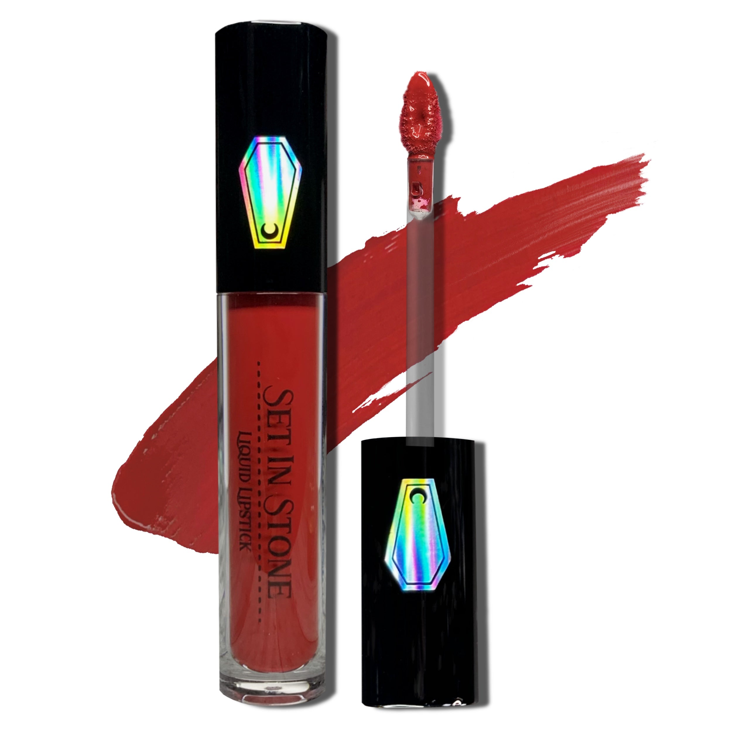 SET IN STONE LIQUID LIPSTICK TUBE NEXT TO PRODUCT WAND #SHADES_MURDEROUS