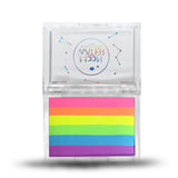 RECTANGLE CONTAINER WATER ACTIVATED MOON WATER EYELINER AND FACE PAINT BY HOLOGRAVE COSMETICS IN THE PASTEL UV REACTIVE RAINBOW PAN #SHADES_UV RIP (REST IN PASTELS)