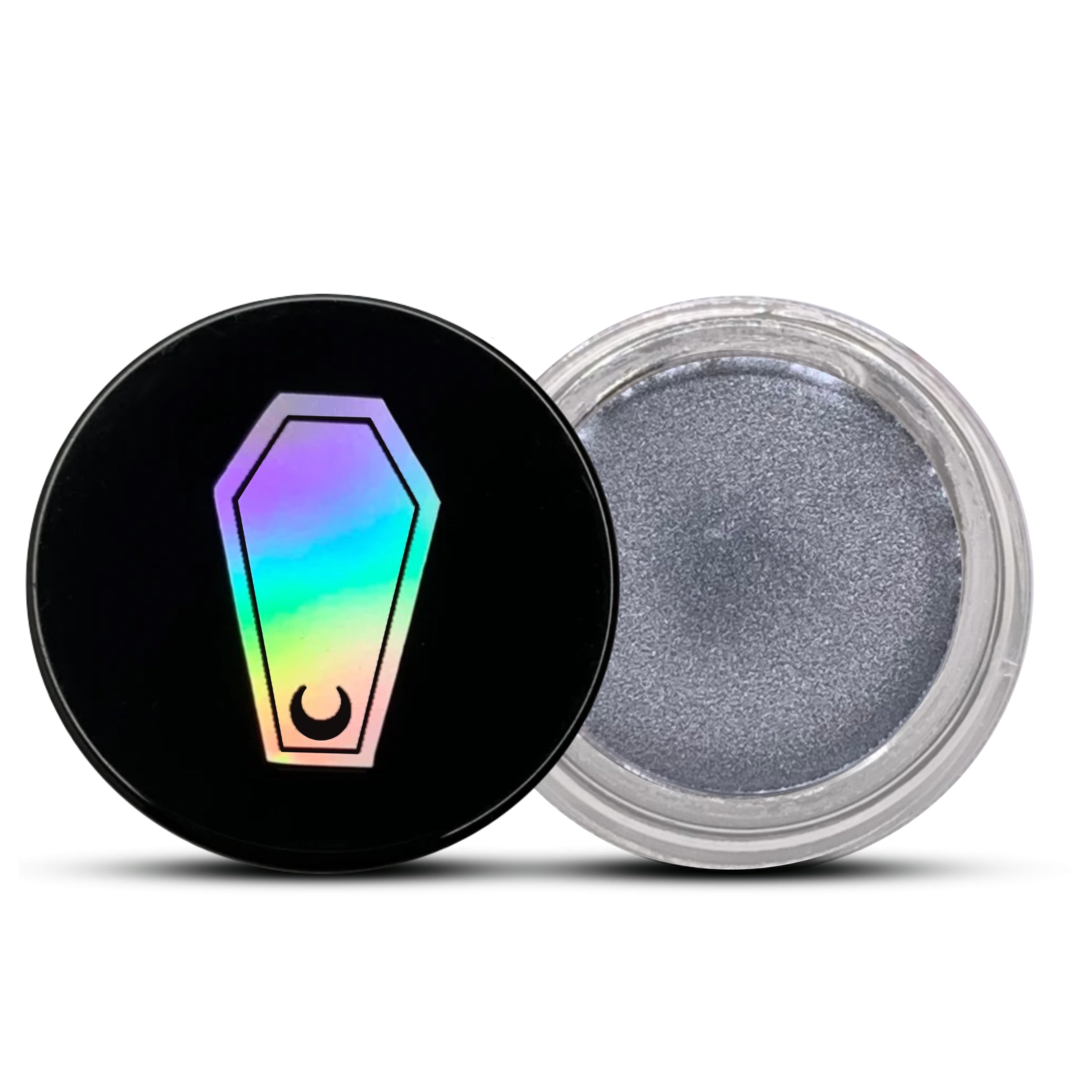 GLASS CIRCLE JAR WATER PROOF FUNERAL PROOF EYELINER/BROW POMADE BY HOLOGRAVE COSMETICS IN THE SILVER METALLIC SHADE TROCAR
#SHADES_TROCAR (METALLIC SHIMMER)