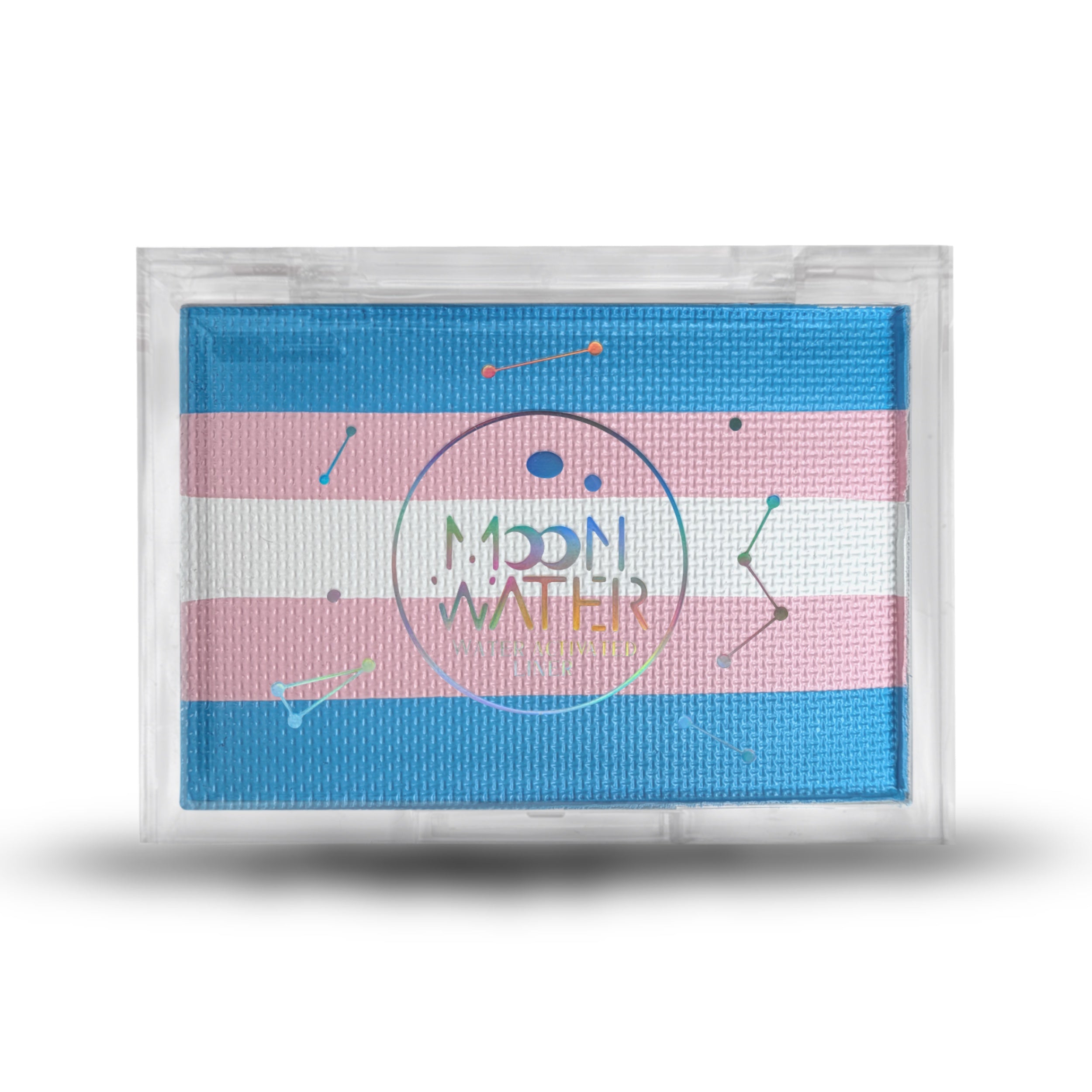 RECTANGLE CONTAINER WATER ACTIVATED MOON WATER EYELINER AND FACE PAINT BY HOLOGRAVE COSMETICS IN THE PINK/BLUE/WHITE PAN #SHADES_TRANSCENDENT